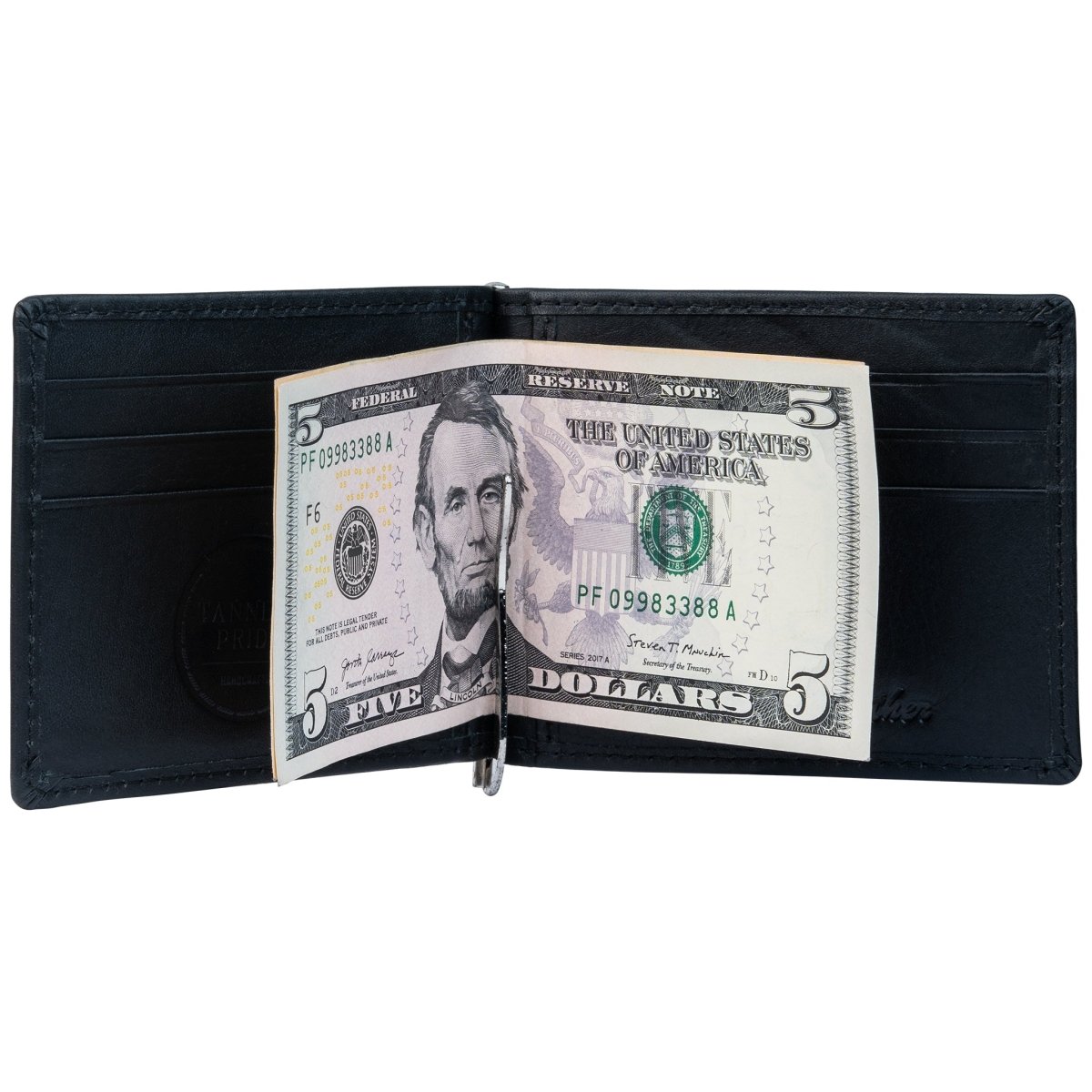 Bryan Men's Slim Leather Wallet with Money Clip | Handmade Minimalist Wallet - Tanners Pride (V.C. Exports)