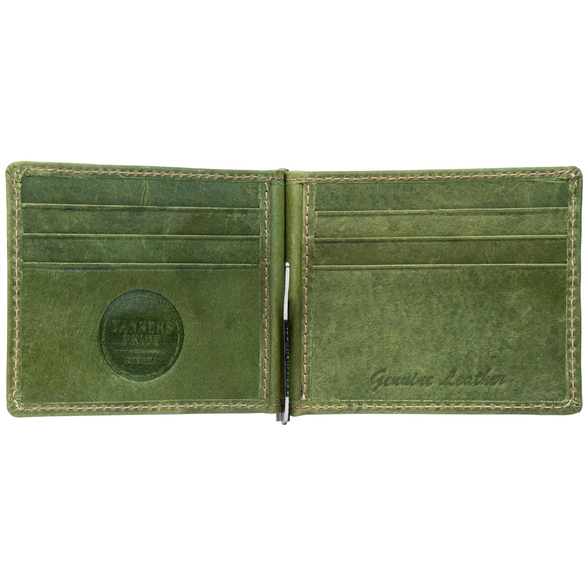 Bryan Men's Slim Leather Wallet with Money Clip | Handmade Minimalist Wallet - Tanners Pride (V.C. Exports)