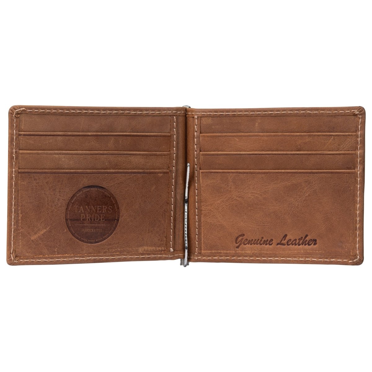 Bryan Men's Slim Leather Wallet with Money Clip | Handmade Minimalist Wallet - Tanners Pride (V.C. Exports)