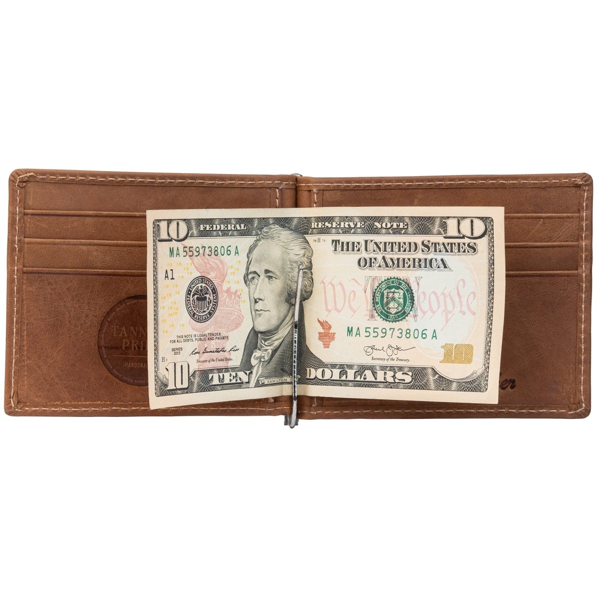 Bryan Men's Slim Leather Wallet with Money Clip | Handmade Minimalist Wallet - Tanners Pride (V.C. Exports)