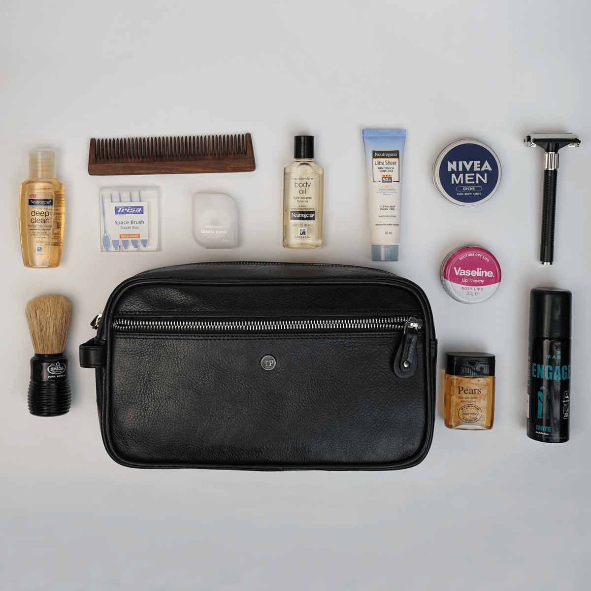 The Ascot Genuine Leather Single Zip Toiletry Case for Men