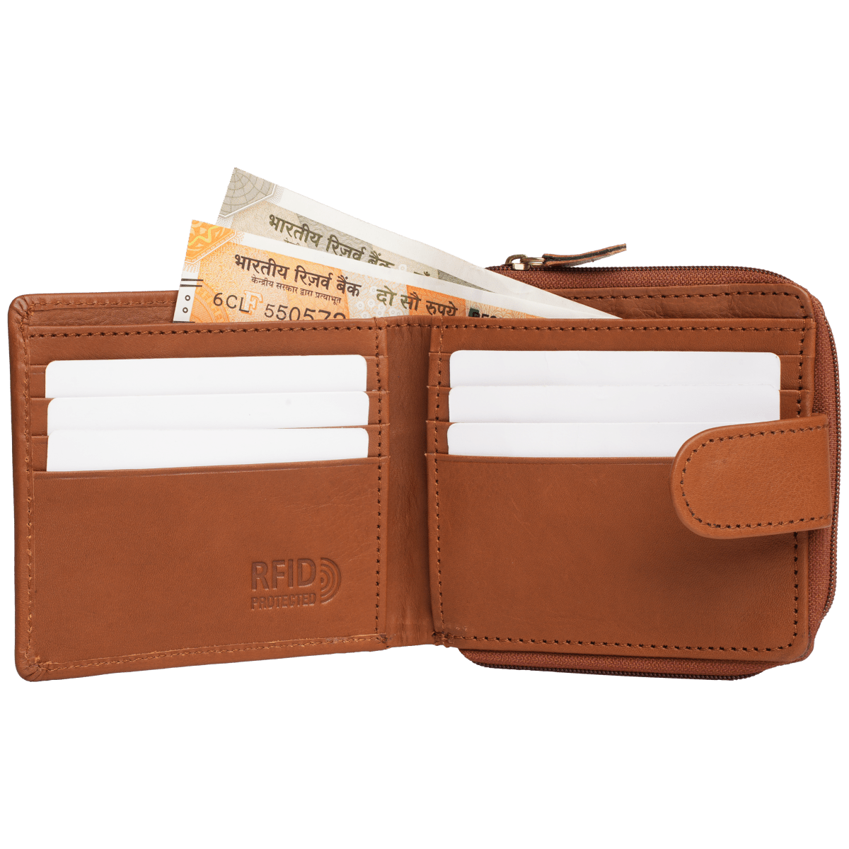 Tyrel Bi- fold zippered wallet ( RFID Protected) - Tanners Pride (V.C. Exports)