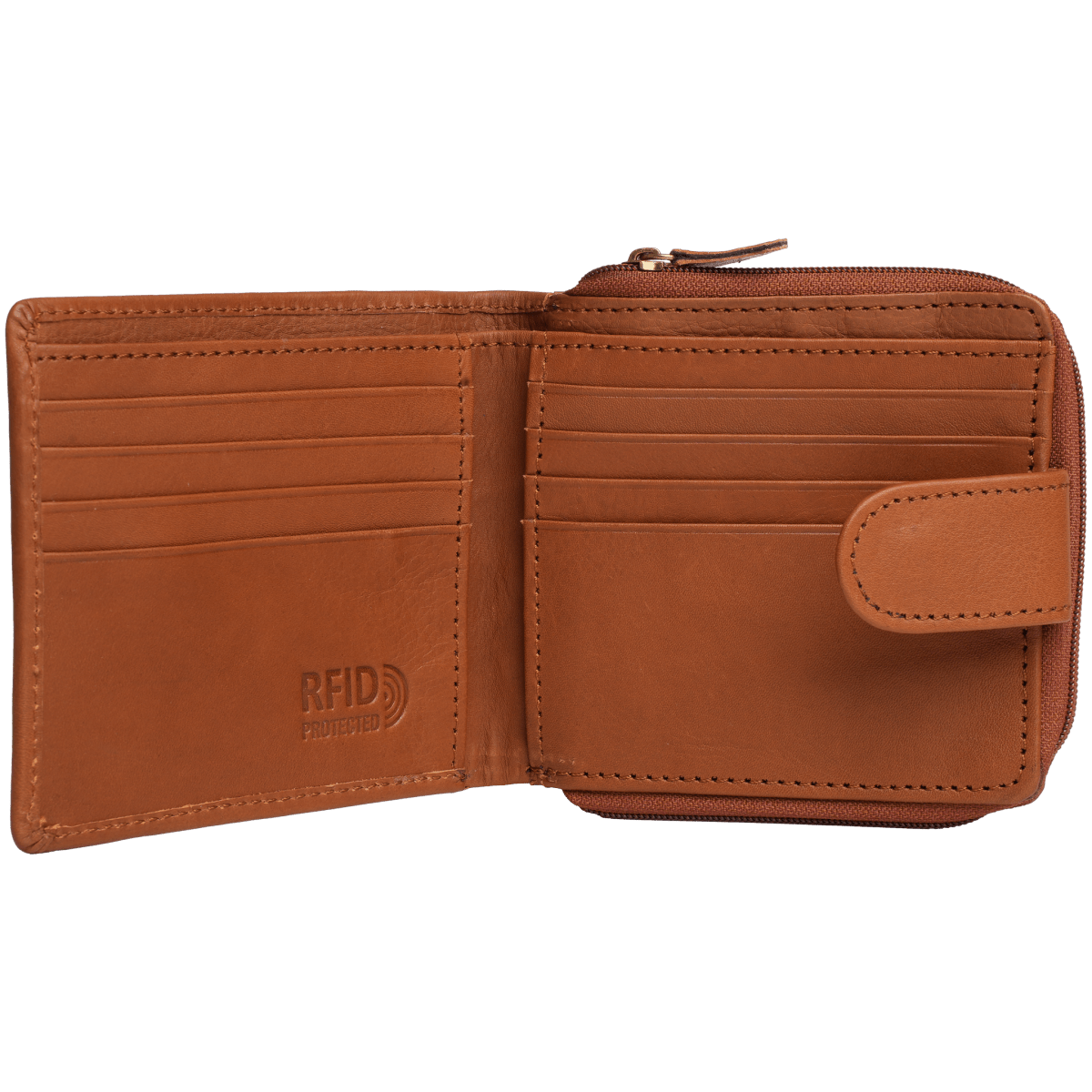 Tyrel Bi- fold zippered wallet ( RFID Protected) - Tanners Pride (V.C. Exports)